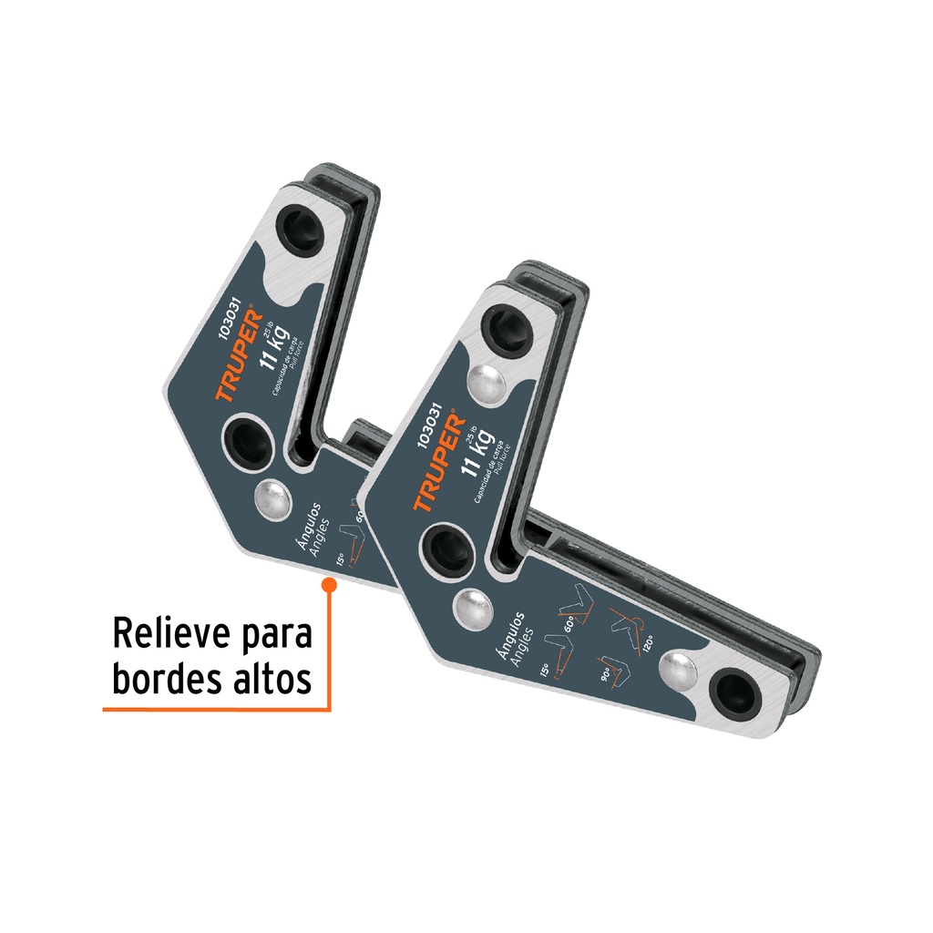 [103031] 2 ESCUADRAS MAGNETICA ESQUINERAS 3 PLG CAPACIDAD 11KG TRUPER