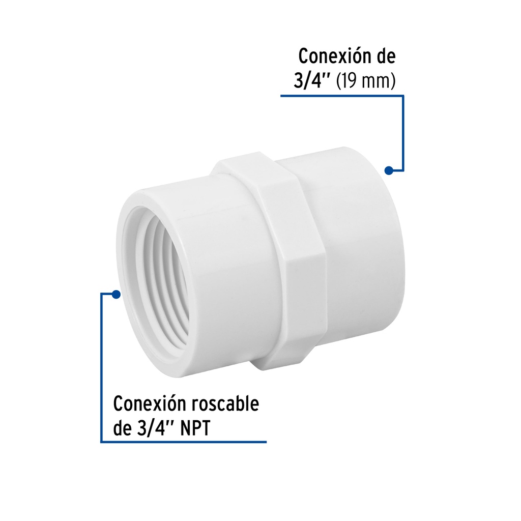 [45433] ADAPTADOR HEMBRA DE PVC 3/4 PLG. FOSET