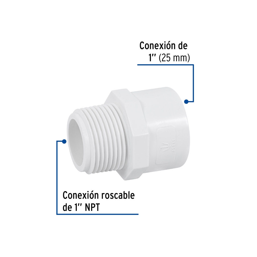 [45431] ADAPTADOR MACHO DE PVC DE 1 PLG. FOSET