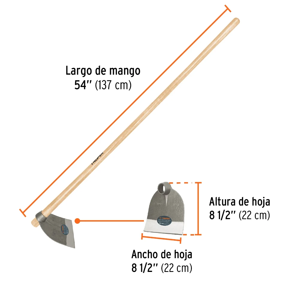 [10621] AZADÓN LANE NO.3 DE 2.1 LB CON MANGO DE 54 PLG. TRUPER