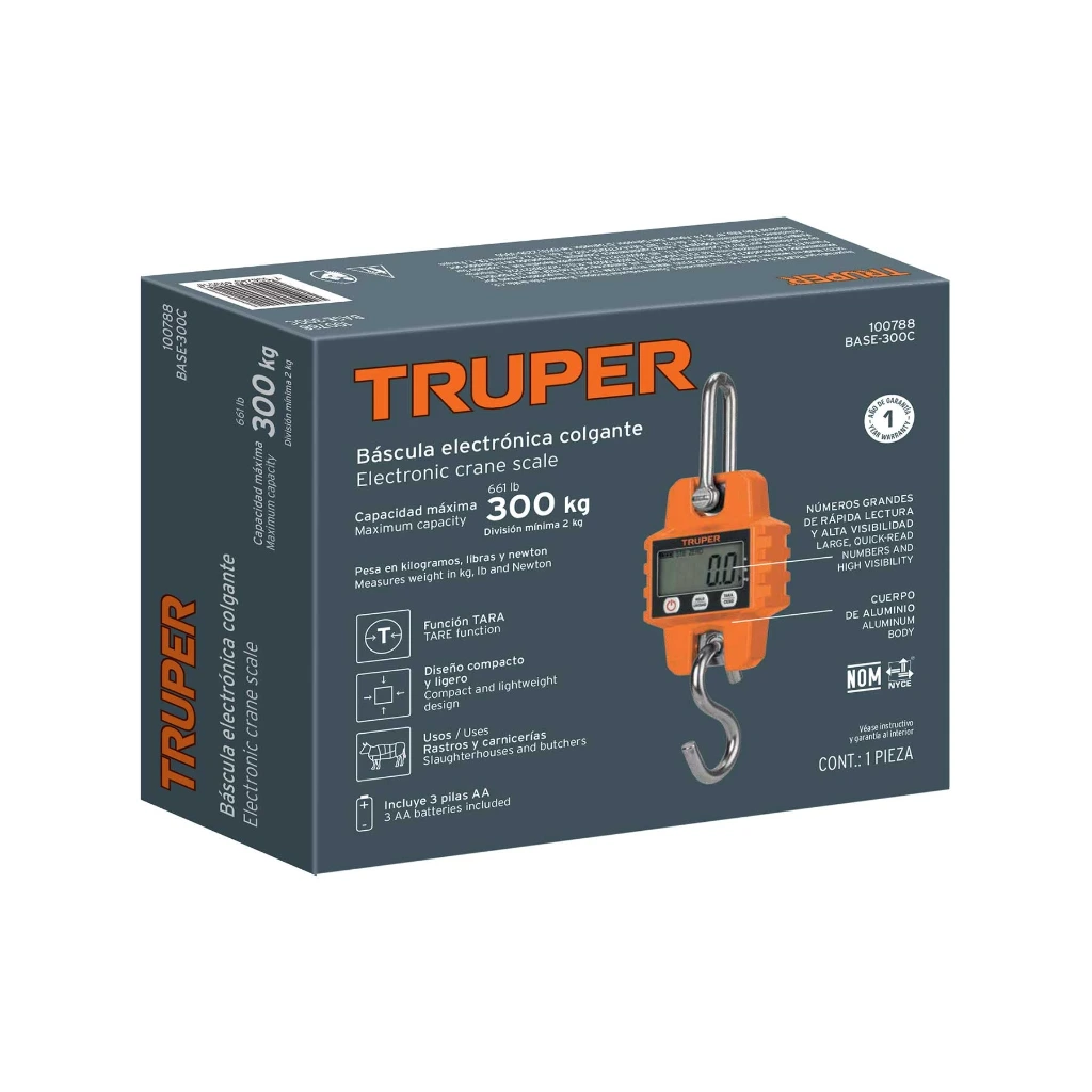 [100788] BALANZA CAPACIDAD 300KG ELECTRONICA COLGANTE TRUPER