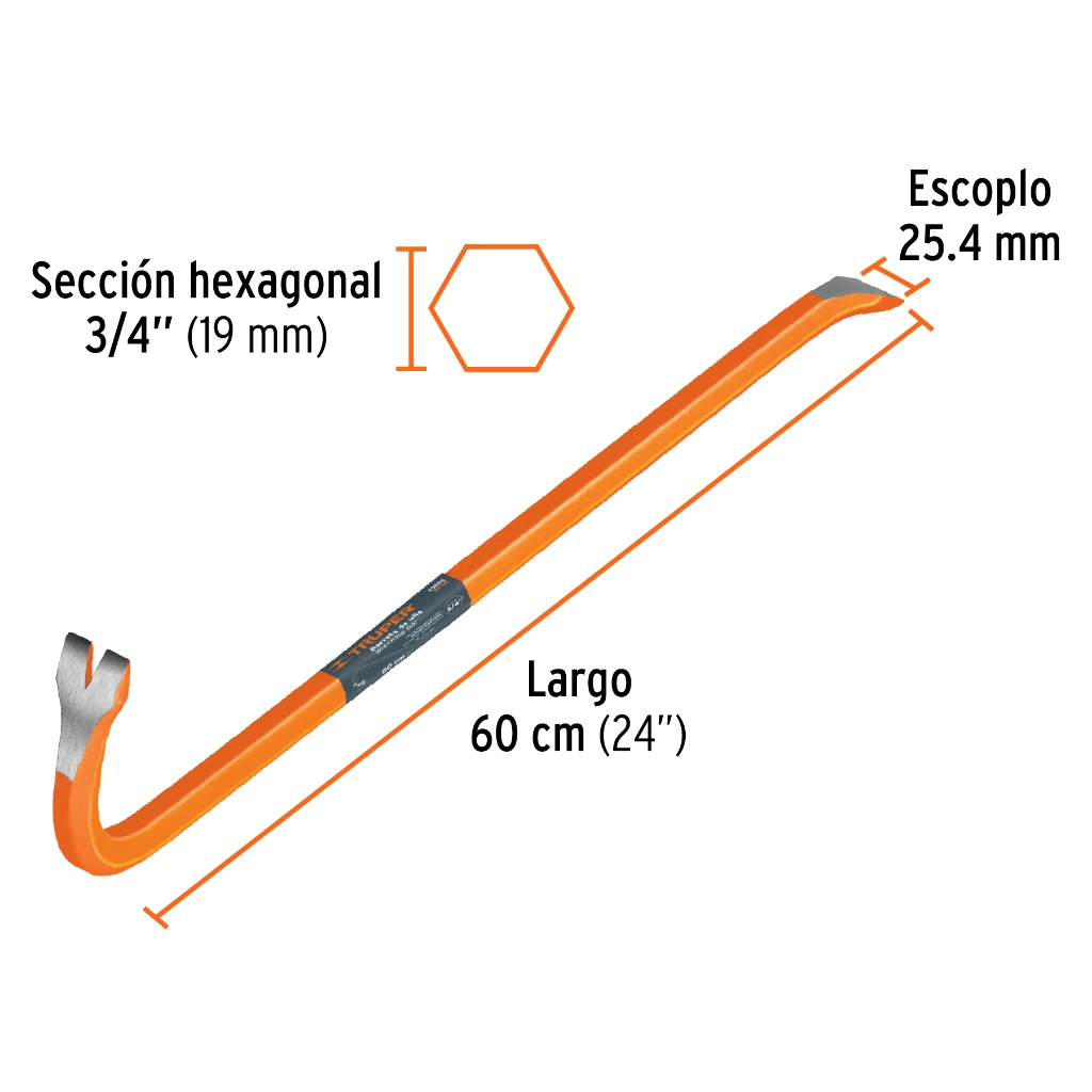 [10856] BARRETA DE UNA DE 3/4 PLG. X 60 CM TRUPER