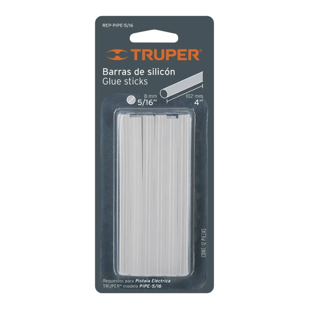 [17537] BLISTER CON 12 BARRAS DE SILICON DE RPUESTO PARA PIPE-5/16