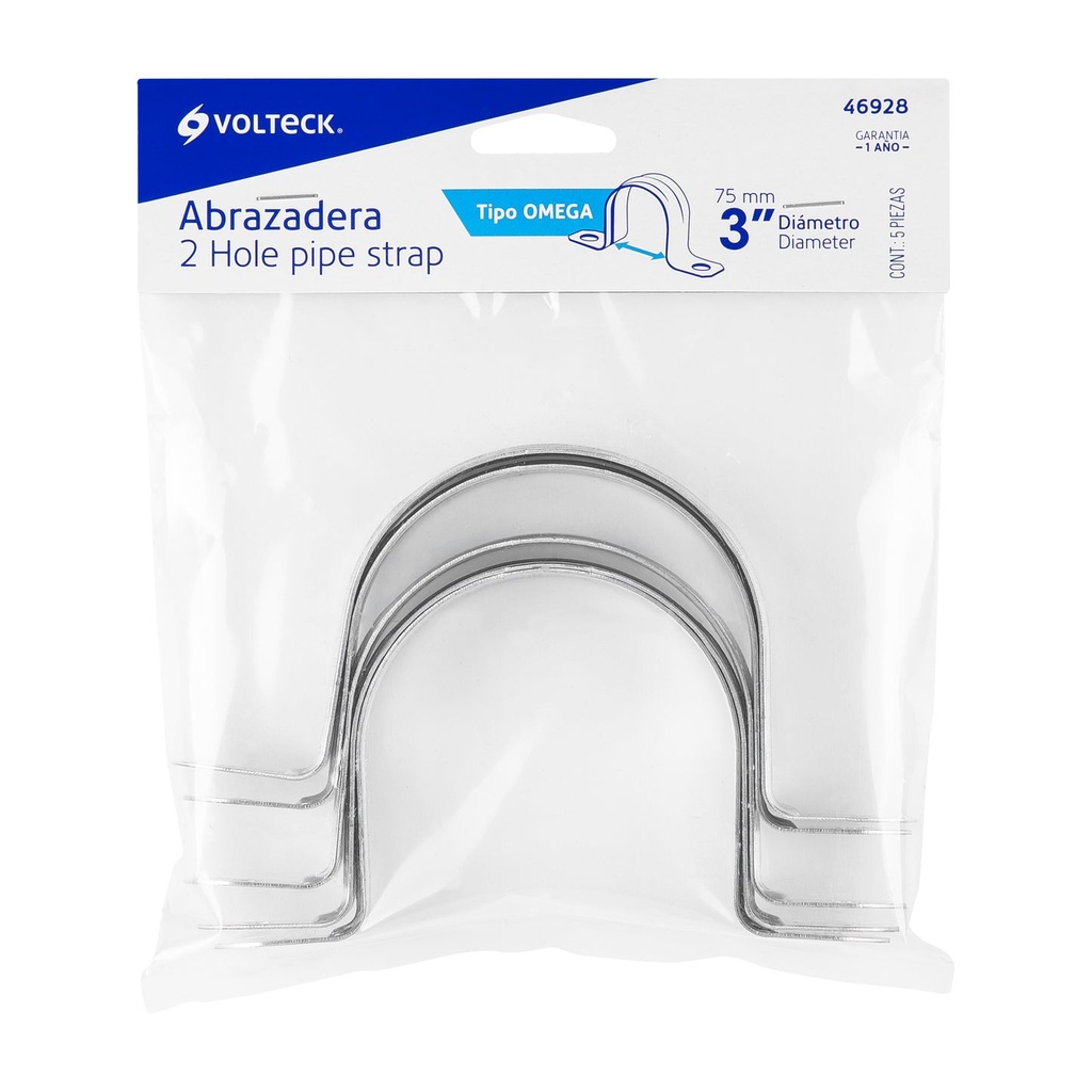 [46928] BOLSA CON 5 ABRAZADERAS 3 PLG. TIPO OMEGA PARA TUBO VOLTECK