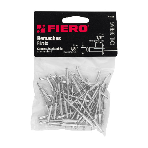 [44523] BOLSA CON 50 REMACHES 1/8 PLG. X 1/2 PLG. DE ALUMINIO ALA 1/4