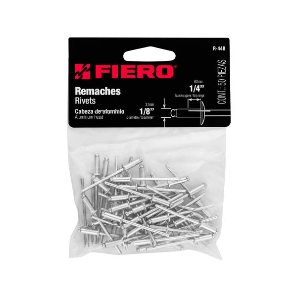 [44520] BOLSA CON 50 REMACHES 1/8 PLG. X 1/4 PLG. DE ALUMINIO ALA 1/4 PLG.