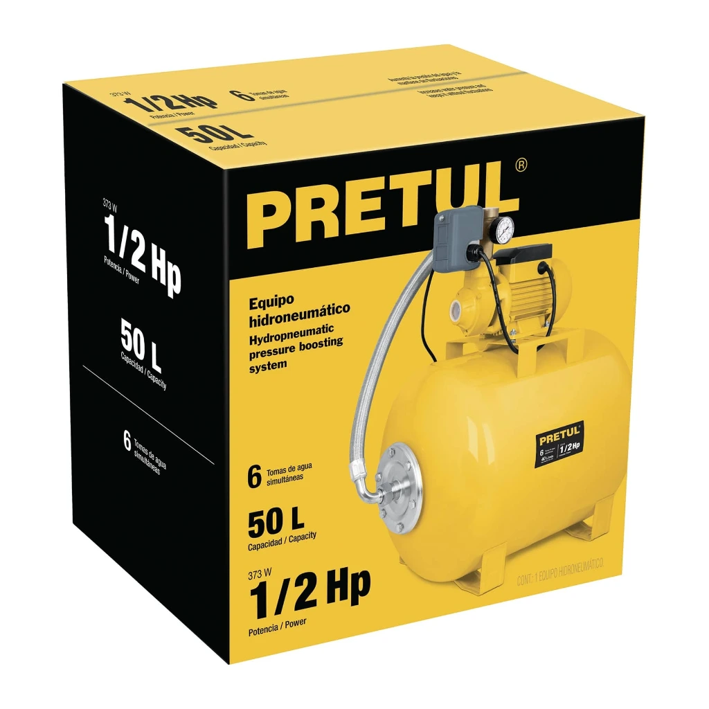 [20184] BOMBA HIDRONEUMÁTICA DE 1/2 HP- 50 LITROS- PRETUL