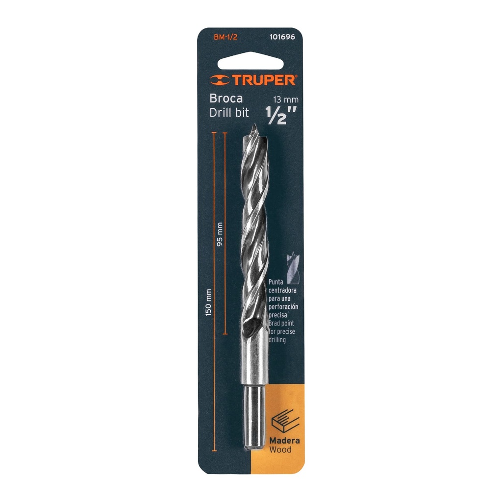 [101696] BROCA CON PUNTA CENTRADORA PARA MADERA 1/2 PLG TRUPER