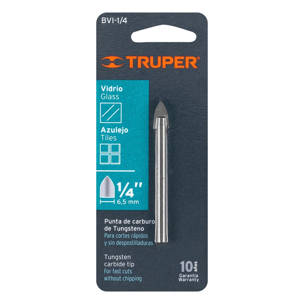 [11702] BROCA PARA VIDRIO Y AZULEJO DE 1/4 PLG. TRUPER
