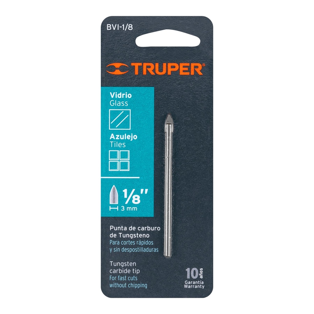 [11700] BROCA PARA VIDRIO Y AZULEJO DE 1/8 PLG. TRUPER