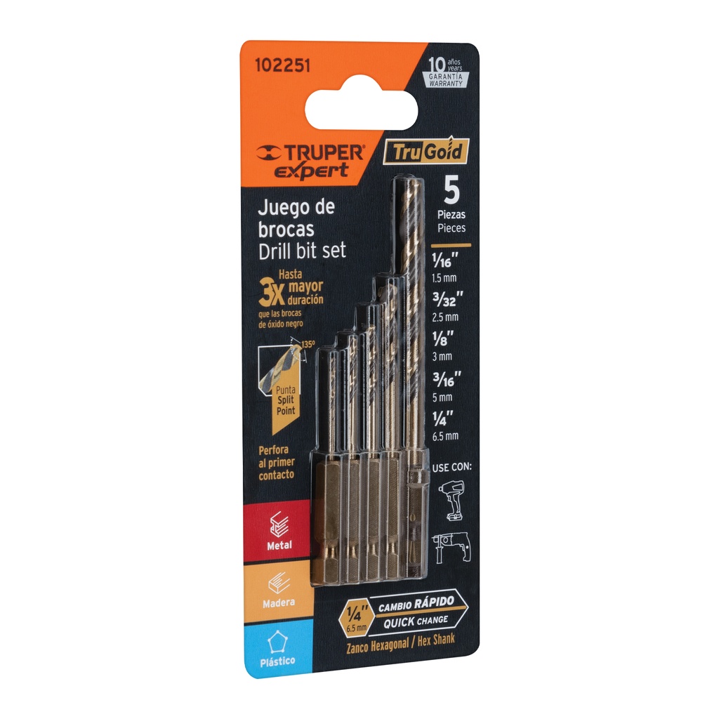 [102251] BROCAS JUEGO 5 PZ PARA METAL SISTEMA DIRECTO EXPERT