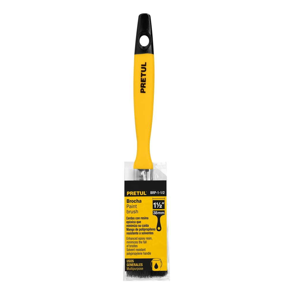 [21532] BROCHA USO GENERAL DE 1/2 PLG. CON MANGO DE PLÁSTICO PRETUL