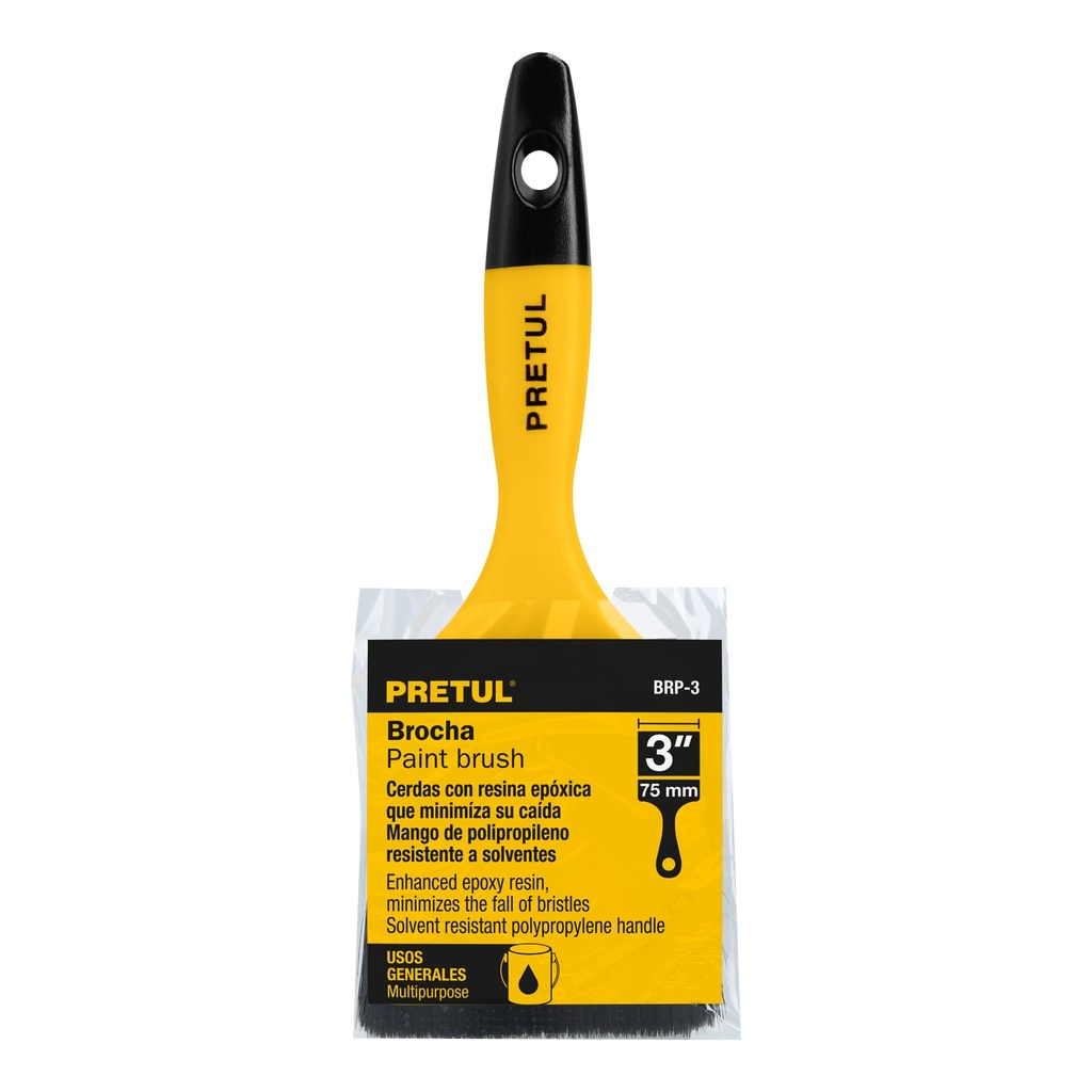 [21528] BROCHA USO GENERAL DE 3 PLG. CON MANGO DE PLÁSTICO PRETUL