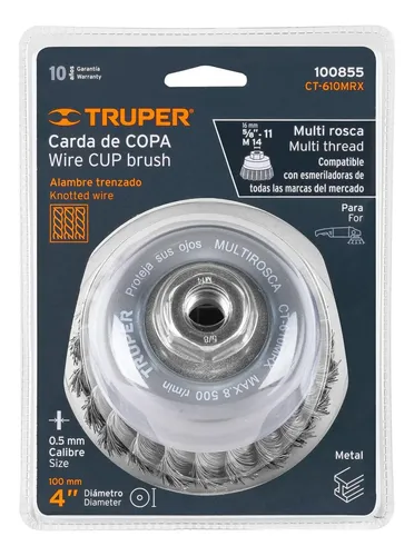 [100855] CARDA COPA 4 PLG. ALAMBRE TRENZADO GRUESO MULTI ROSCA TRUPER