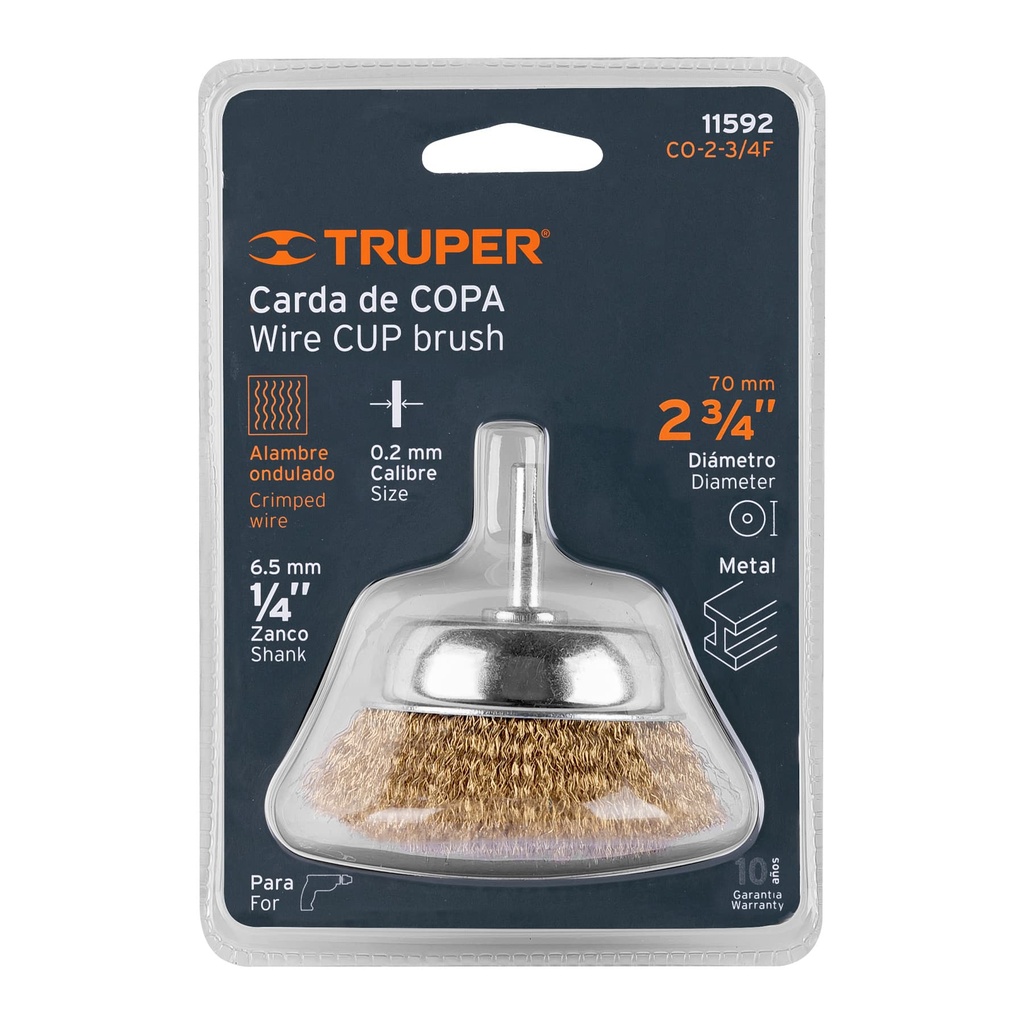 [11592] CARDA DE COPA 2 3/4 PLG. ALAMBRE FINO PARA TALADRO TRUPER