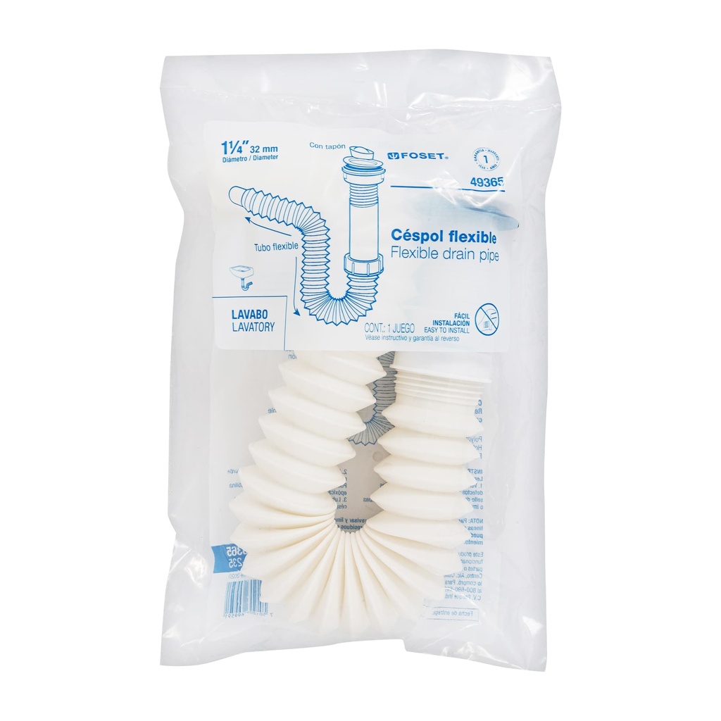 [49365] CÉSPOL FLEXIBLE P/LAVABO CON CONTRA POLIPROPILENO 1 1/4 PLG.