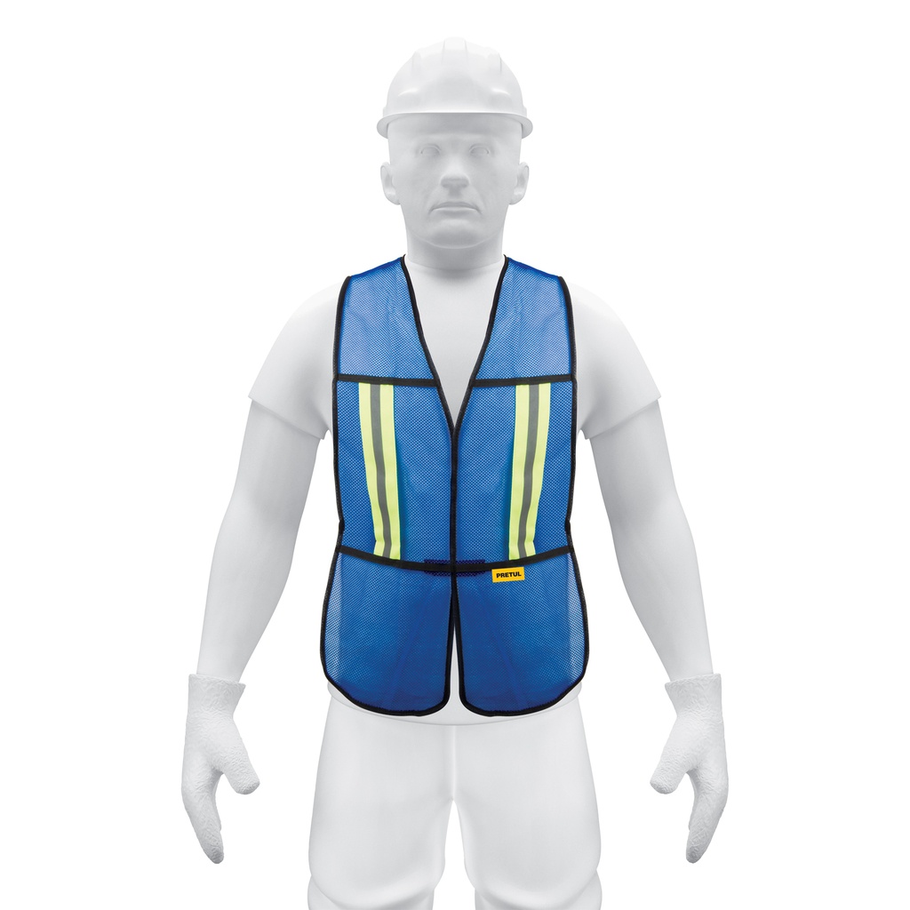 [21027] CHALECO DE SEGURIDAD CON CINTAS REFLEJANTES AZUL PRETUL