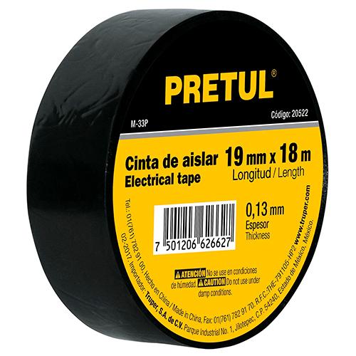 [20522] CINTA DE AISLAR NEGRA 19MM X 18M PRETUL