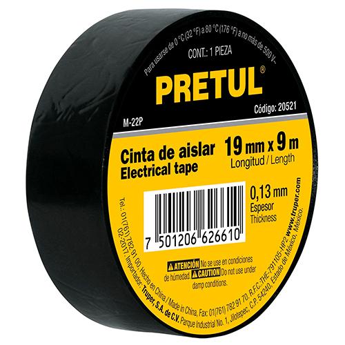 [20521] CINTA DE AISLAR NEGRA 19MM X 9M PRETUL