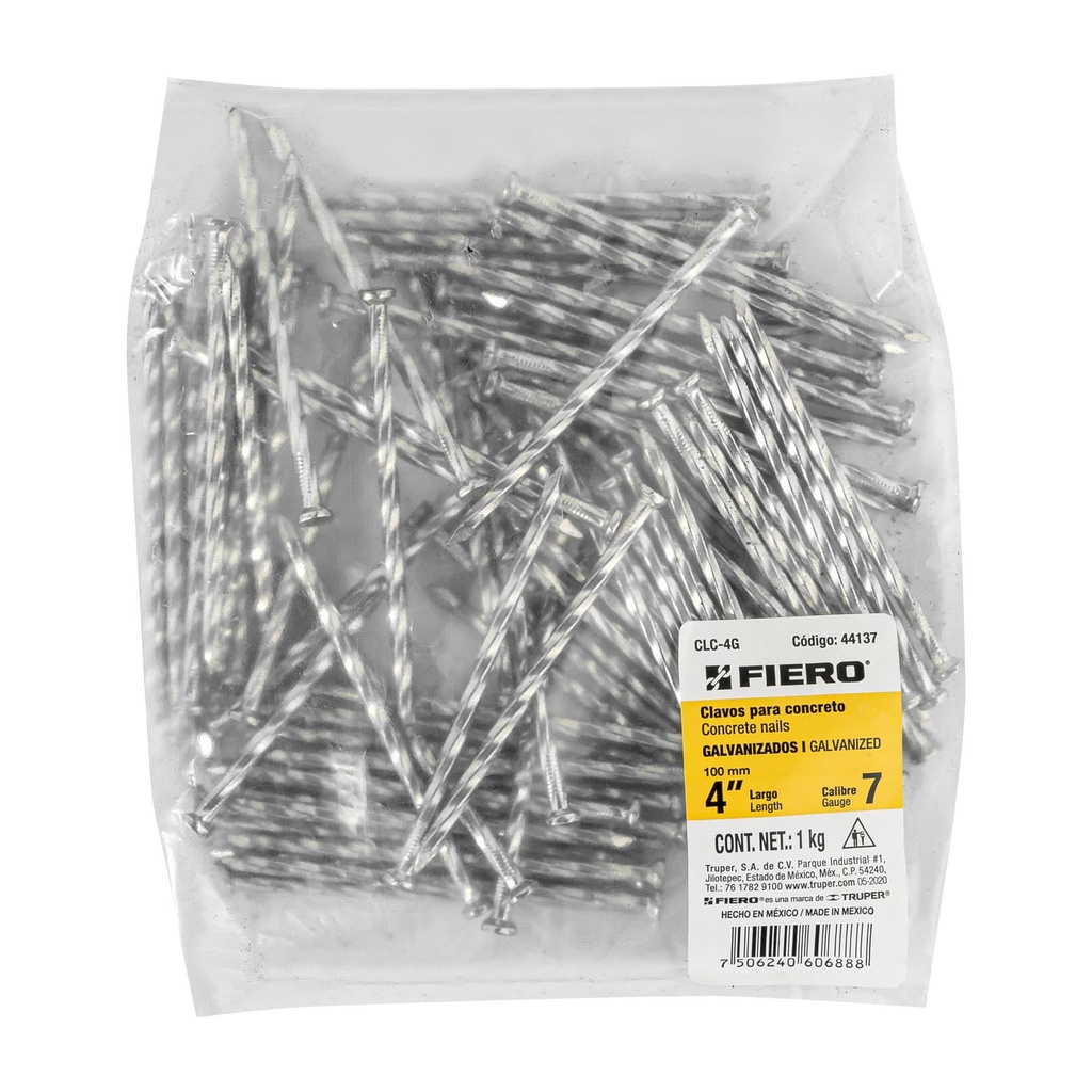 [44137] CLAVO PARA CONCRETO GALVANIZADOS 4 PLG.