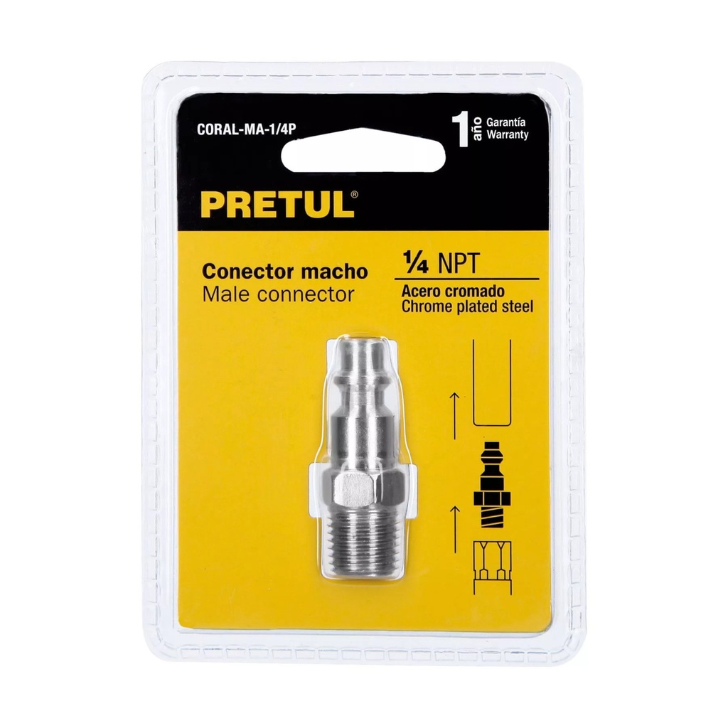 [27023] CONECTOR CUERDA 1/4- MACHO- PRETUL