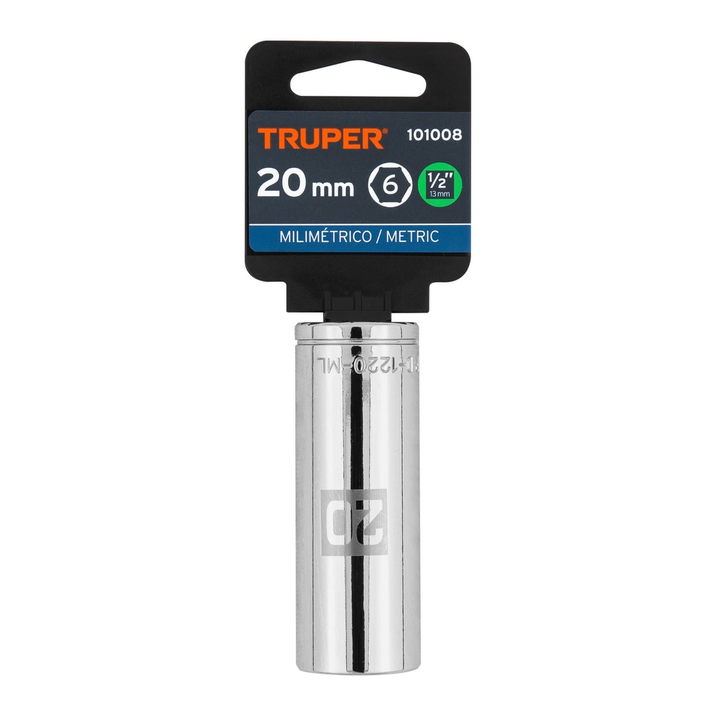 [101008] COPA DADO LARGO 20MM 6 PUNTAS CUADRO 1/2 TRUPER
