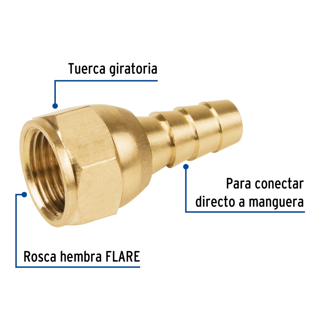 [45750] COPLE DE LATON ESPIGA CON TUERCA GIRATORIA 3/8 TRUPER