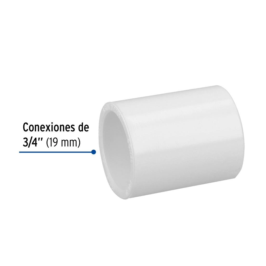 [45418] COPLE DE PVC CÉDULA 40 DE 3/4 PLG. FOSET