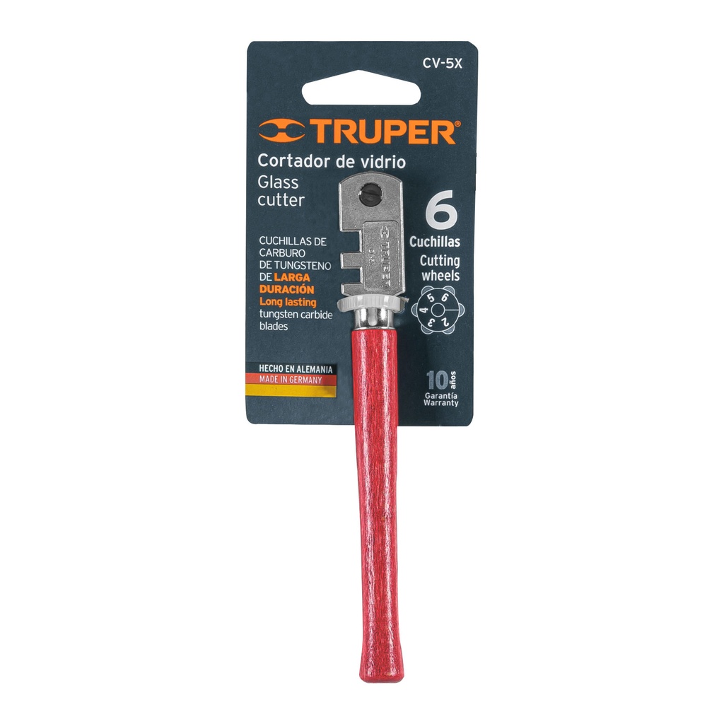 [12954] CORTADOR DE VIDRIO 5 PLG. CON 6 CUCHILLAS TRUPER