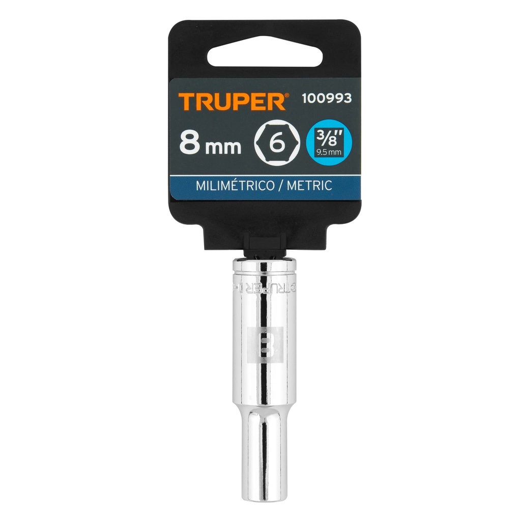 [100993] DADO COPA LARGO DE 8MM 6 PUNTAS CUADRO 3/8 TRUPER