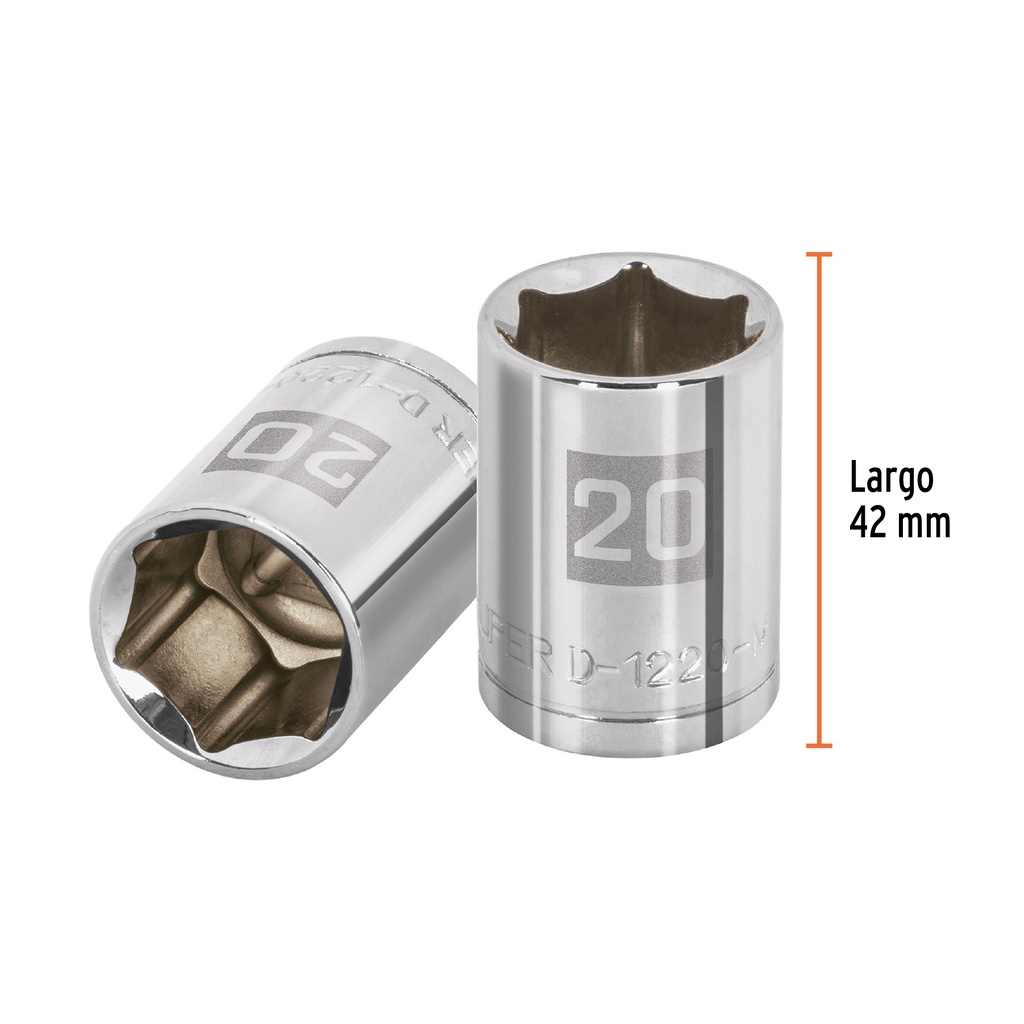 [13270] DADO DE 20 MM 6 PUNTAS CUADRO 1/2 PLG. TRUPER
