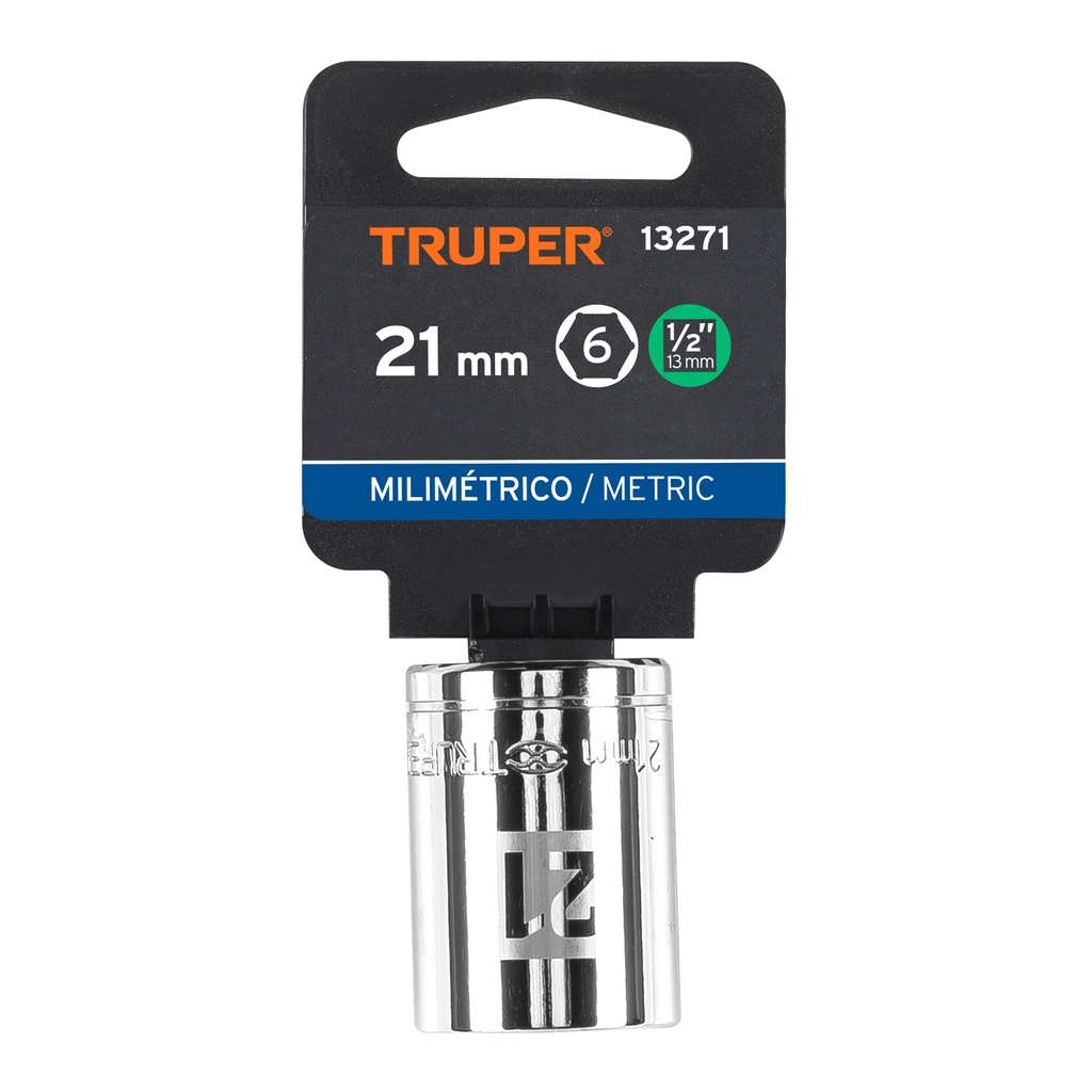 [13271] DADO DE 21 MM 6 PUNTAS CUADRO 1/2 PLG. TRUPER