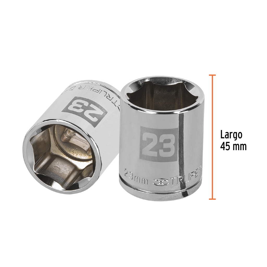 [13273] DADO DE 23 MM 6 PUNTAS CUADRO 1/2 PLG. TRUPER