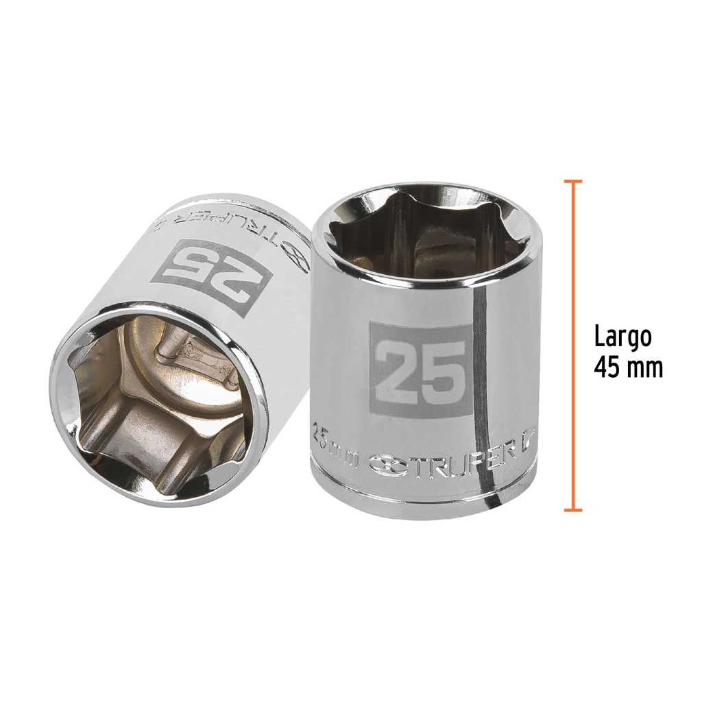 [13275] DADO DE 25 MM 6 PUNTAS CUADRO 1/2 PLG. TRUPER