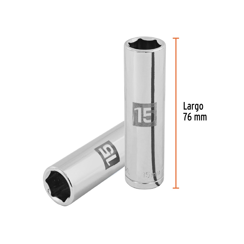 [13355] DADO LARGO DE 15 MM 6 PUNTAS CUADRO 1/2 PLG. TRUPER