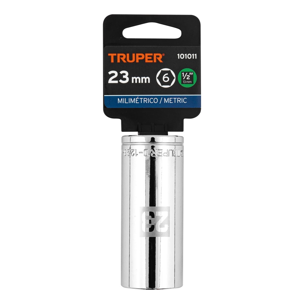 [101011] DADO LARGO DE 23 MM, 6 PUNTAS, CUADRO 1/2", TRUPER