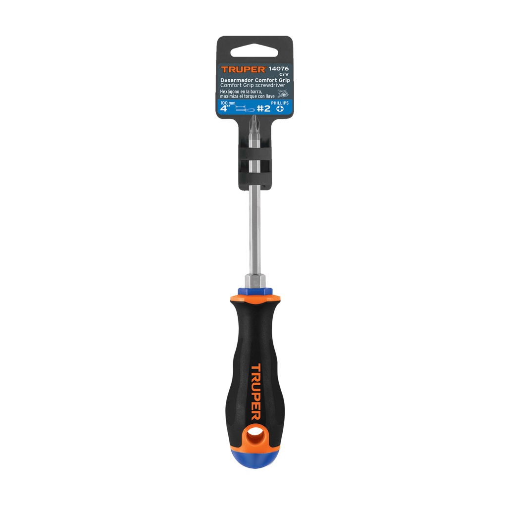 [14076] DESARMADOR DE CRUZ 1/4 PLG. X 4 PLG. MANGO COMFORT GRIP TRUPER
