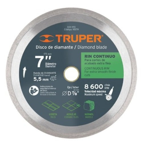 [12970] DISCO DE DIAMANTE DE 10PLG *22MM RIN CONTINUO TRUPER