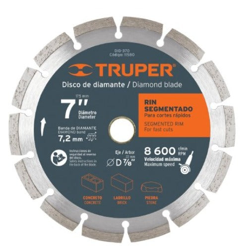 [12976] DISCO DE DIAMANTE DE 9PLG 2.7MM RIN SEGMENTADO TRUPER