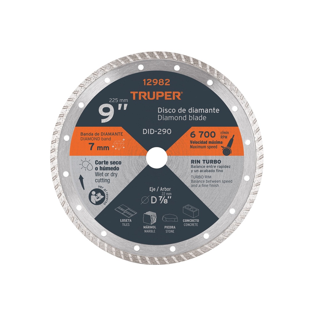 [12982] DISCO DE DIAMANTE DE 9PLG*3MM RIN TURBO TRUPER