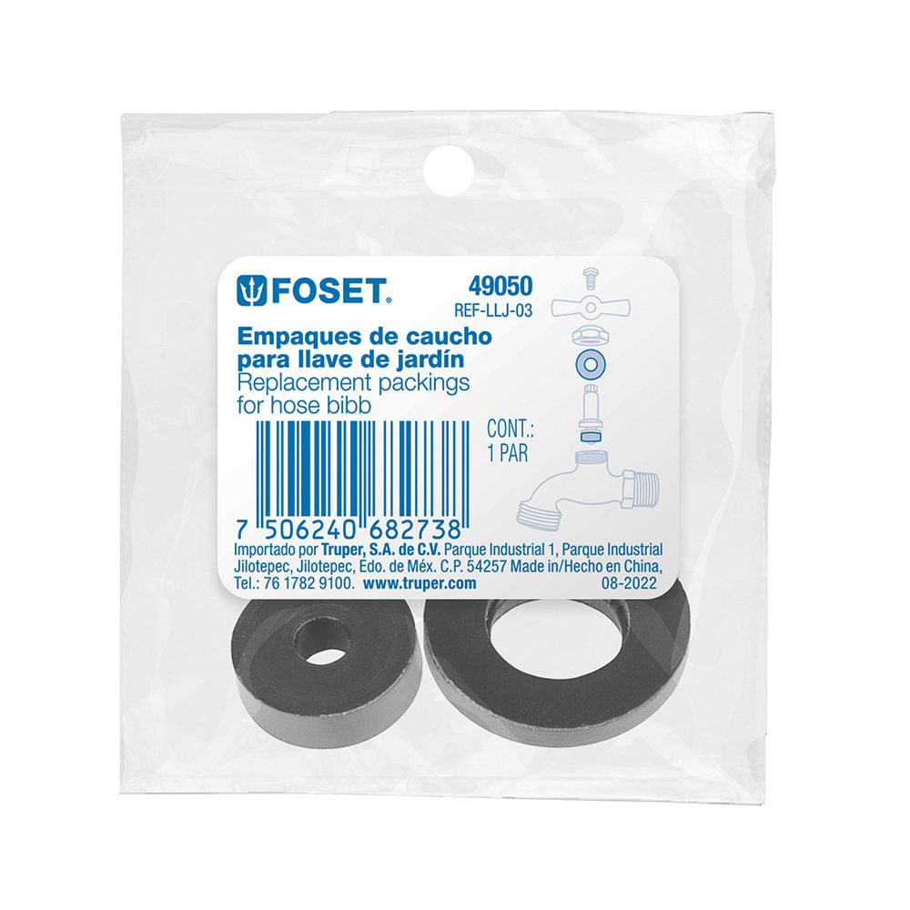 [49050] EMPAQUE 2 PIEZAS DE HULE PARA LLAVES DE JARDIN FOSET