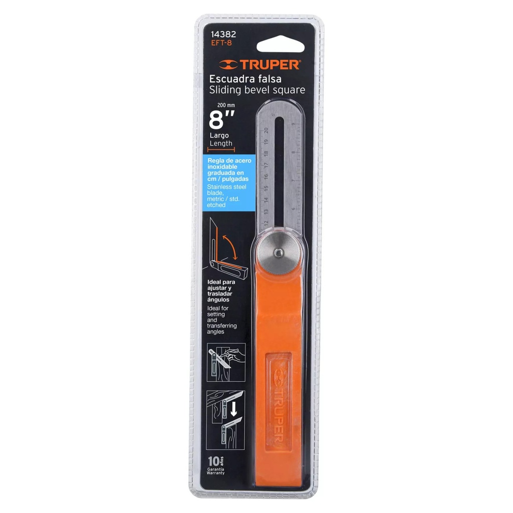 [14382] ESCUADRA FALSA D/ACERO INOXIDABLE 19CM / 6 PLG. CON MANGO DE ABS