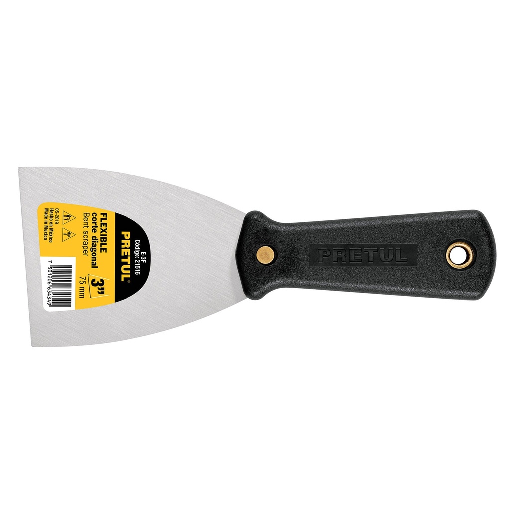 [21516] ESPÁTULA FLEXIBLE 3 PLG. CON MANGO DE PLÁSTICO PRETUL
