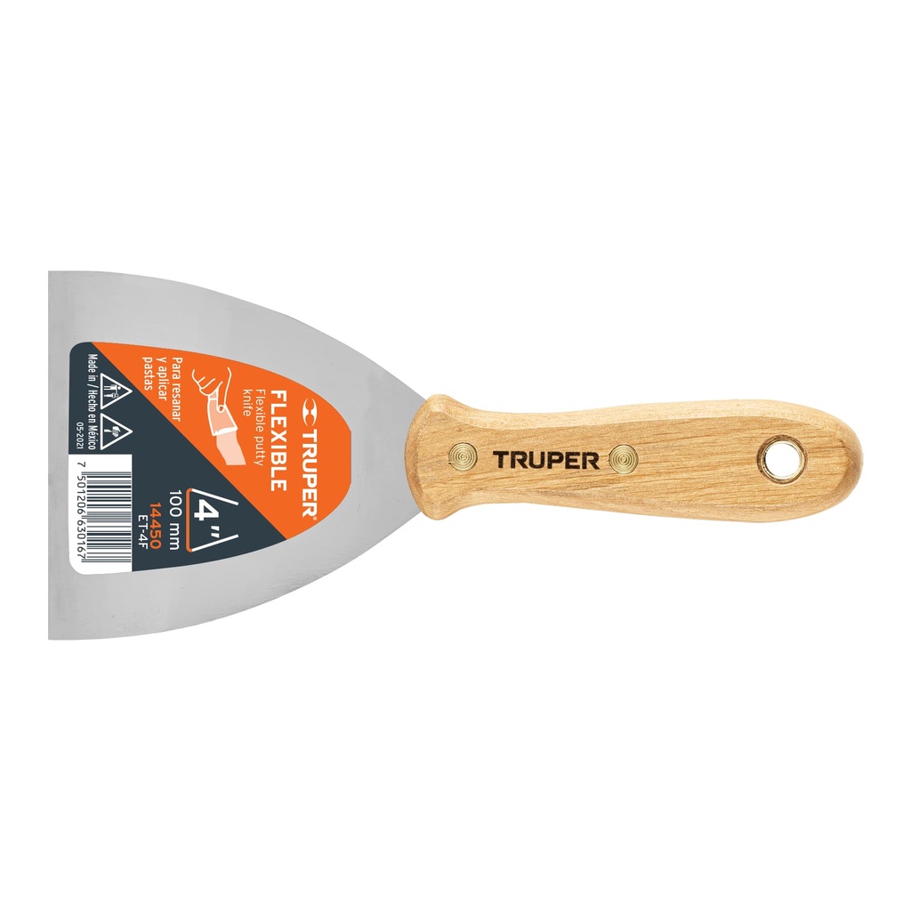 [14450] ESPATULA FLEXIBLE 4 PLG CON MANGO MADERA TRUPER