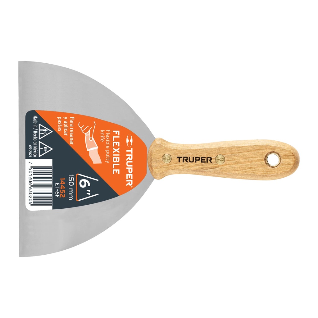 [14452] ESPATULA FLEXIBLE DE 6 CON MANGO DE MADERA TRUPER
