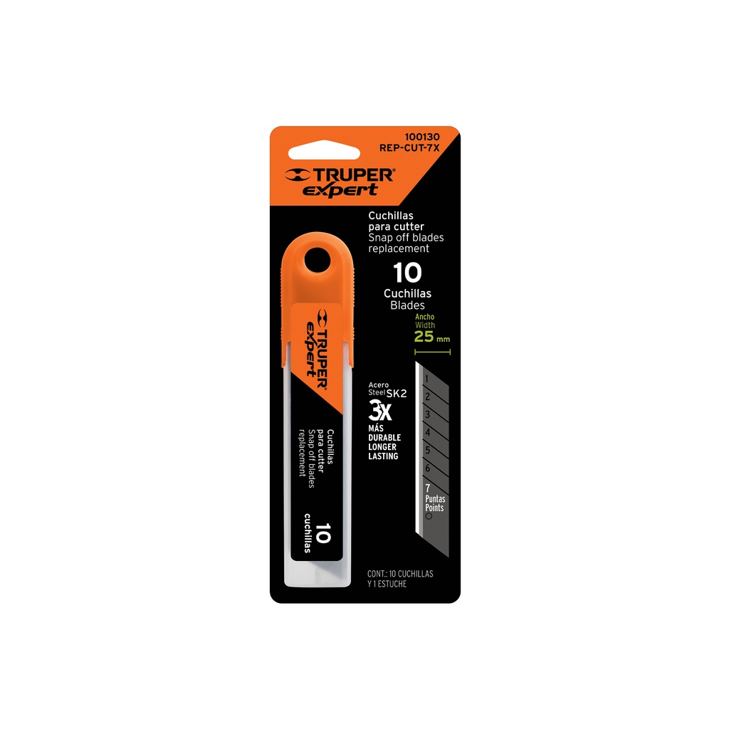 [100130] ESTUCHE CON 10 CUCHILLAS DE 25MM PARA CUTTER EXPERT