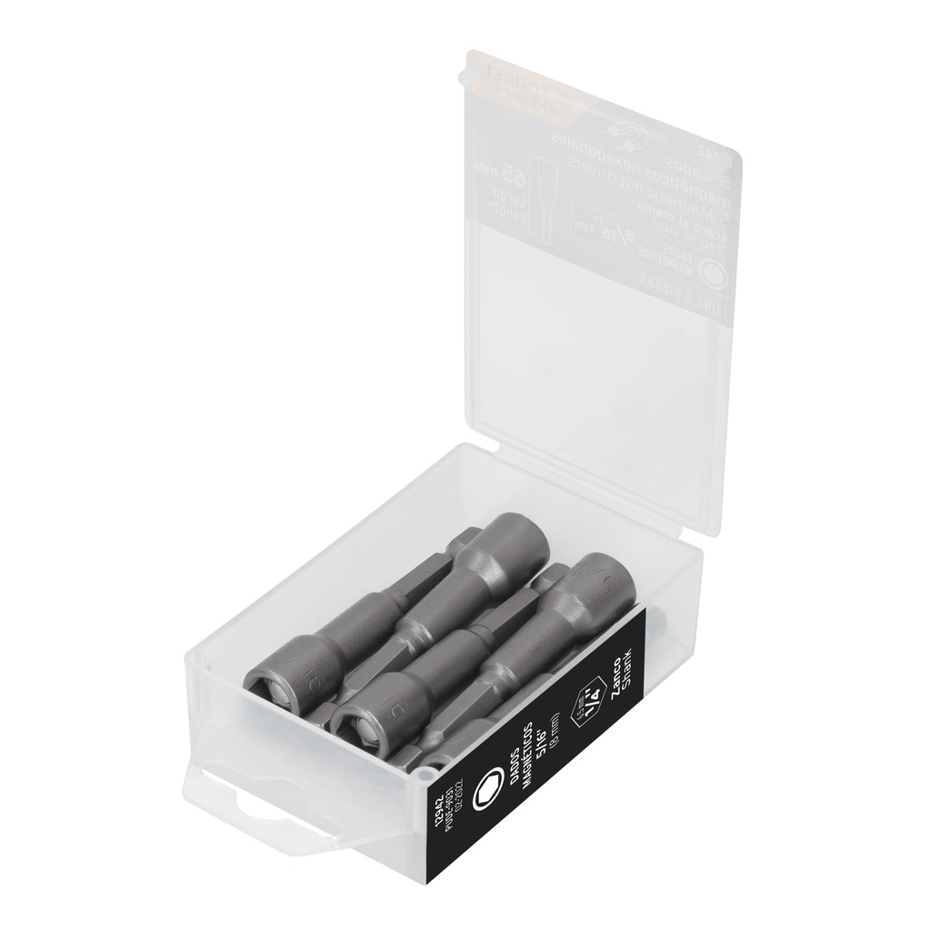 [12942] ESTUCHE CON 5 DADOS MAGNÉTICOS DE 5/16 PLG. LARGO 2 PLG. EXPERT