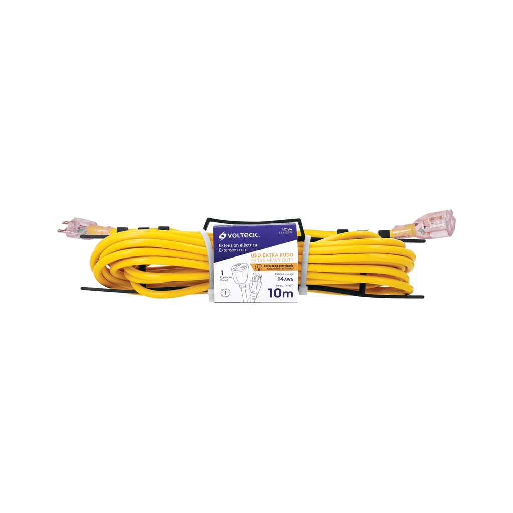 [40194] EXTENSION ELECTRICA REFORZADA AMARILLA 10 METROS