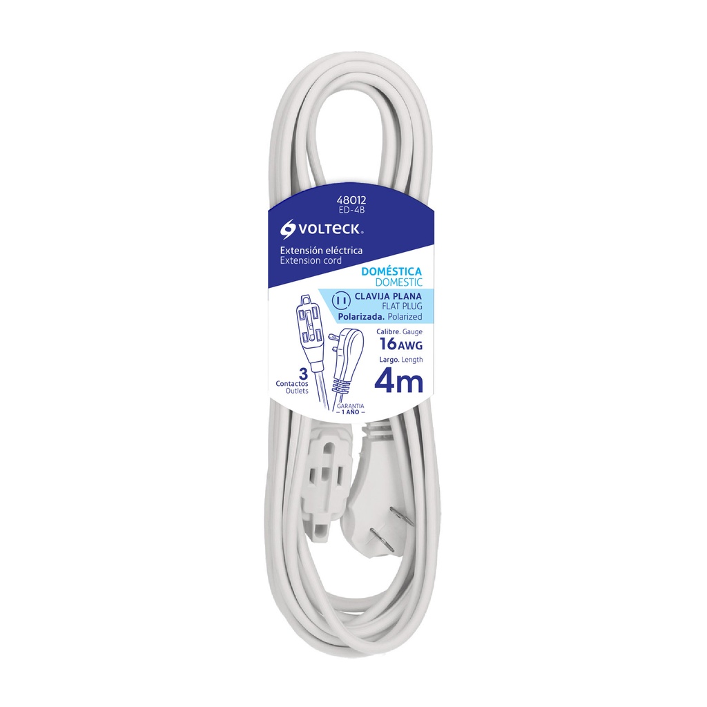 [48012] EXTENSIÓN ELÉCTRICA- BLANCA- 4M- VOLTECH