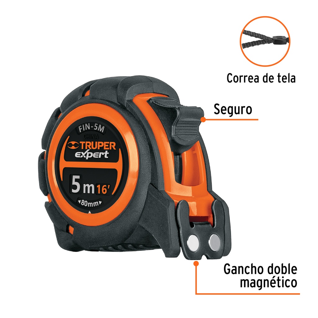 [12694] FLEXOMETRO METRO 5M GANCHO MAGNETICO TRUPER